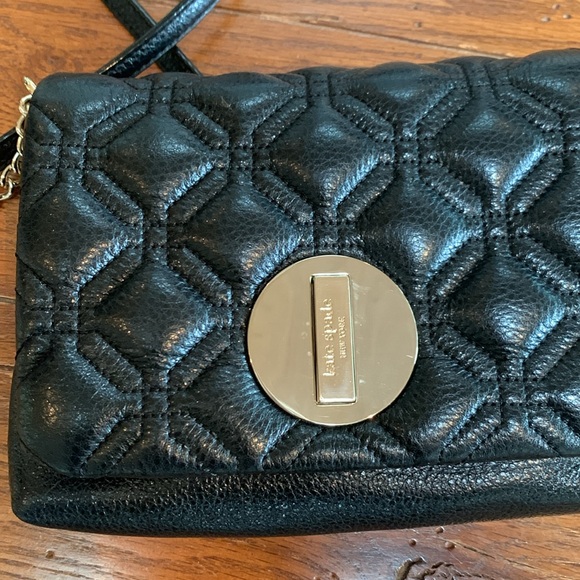 Kate Spade Astor Court Naomi Quilted Crossbody Bag Shimmer Black Chain Small - Picture 7 of 14